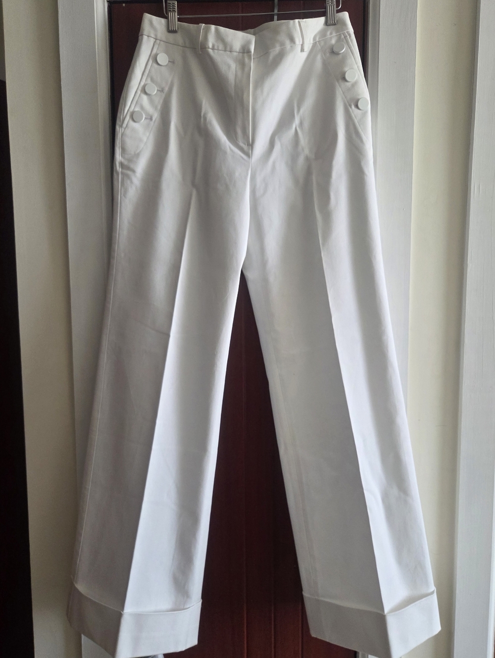 Brooks Brother's High-Rise Wide-Leg Sailor Cuffed  Pants, Sz 8 - Picture 2 of 5